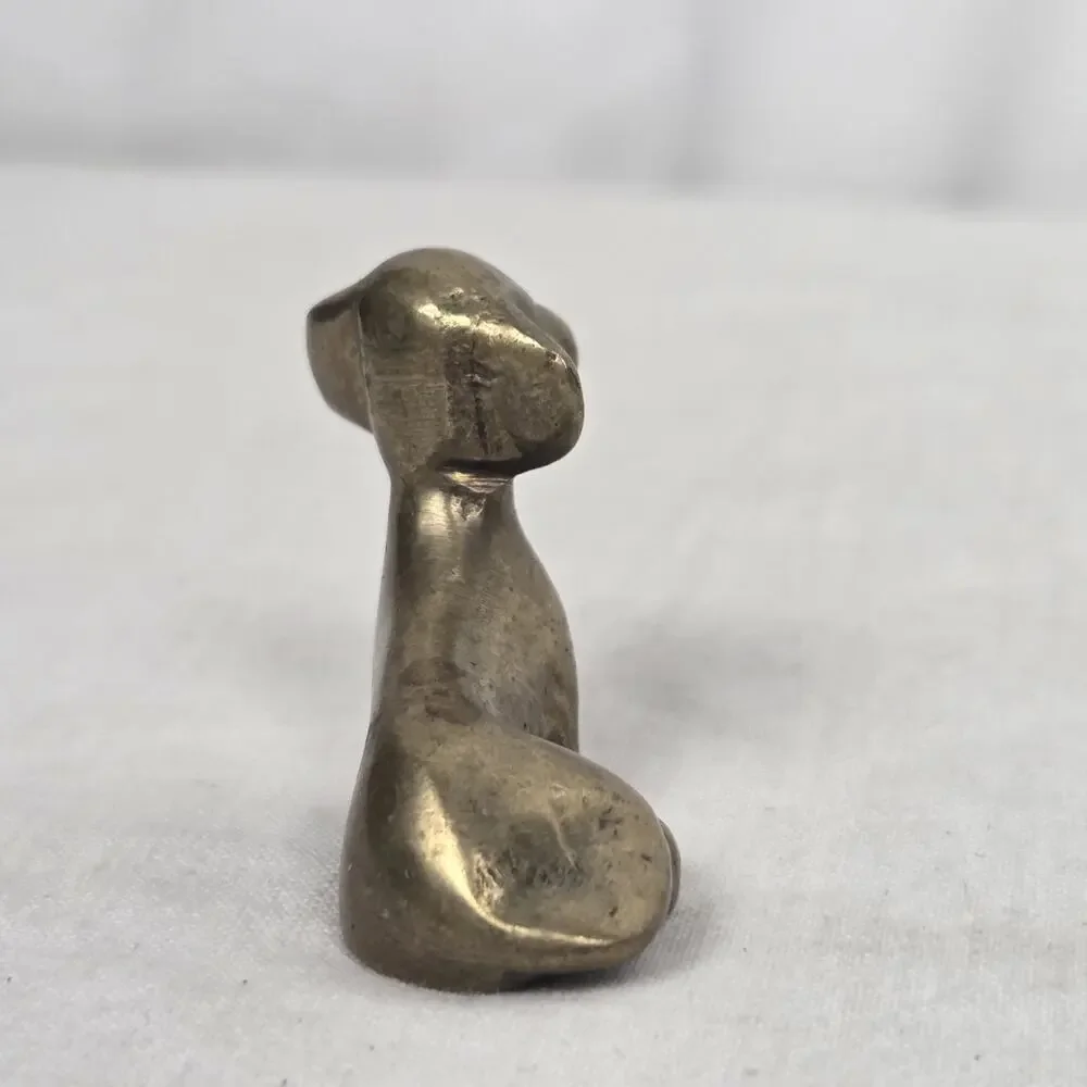 Vintage Miniature Brass Dachshund Figurine Cast Metal Weiner Dog Puppy Mini